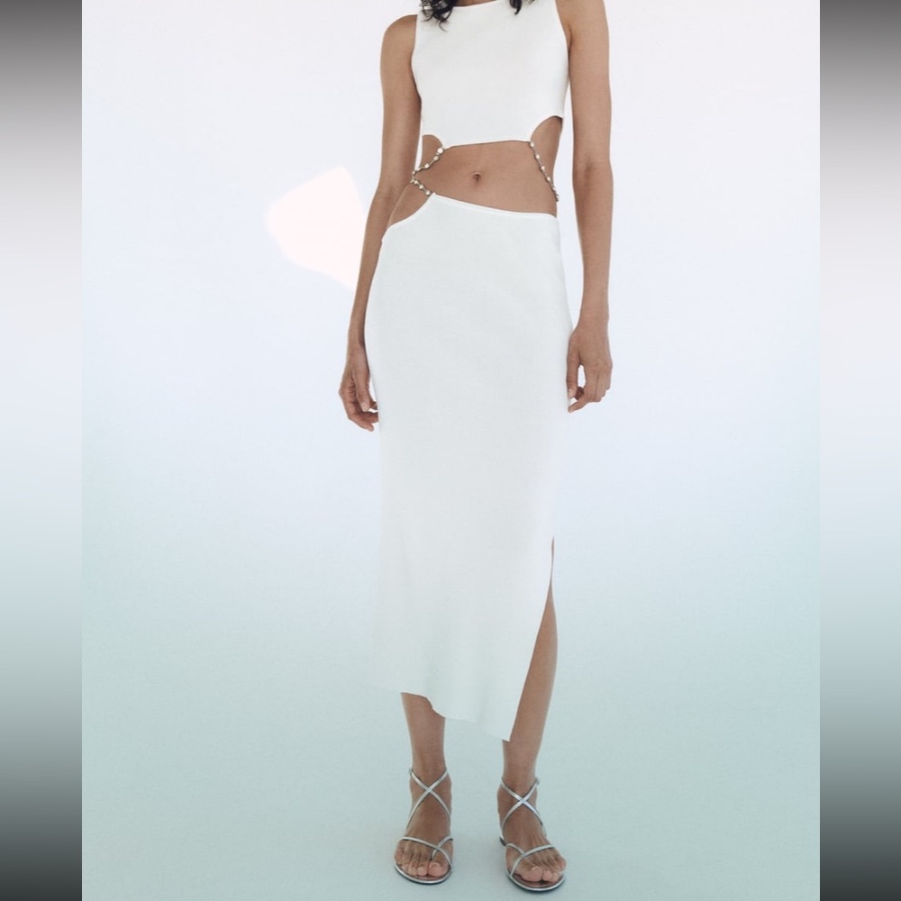Zara White Midi Skirt